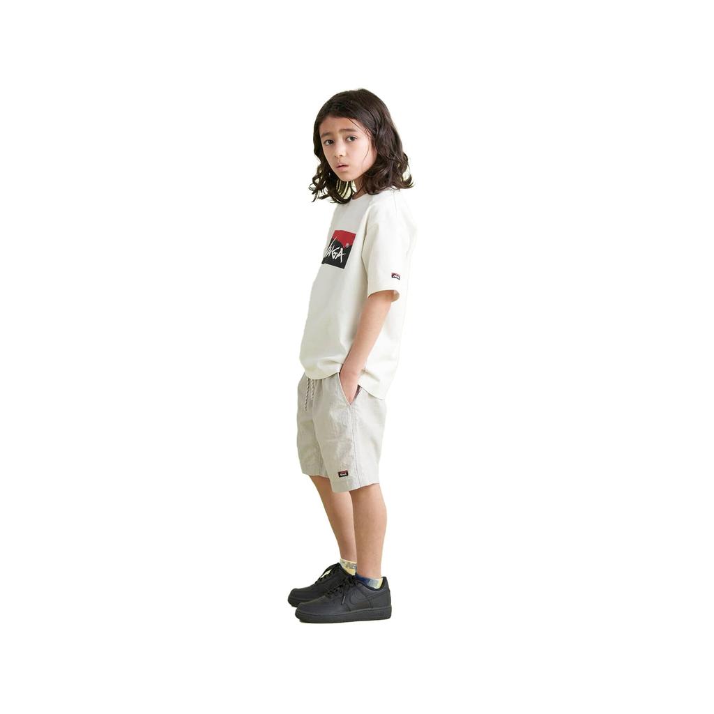 NANGA ECO HYBRID BOX LOGO KIDS TEE Short Sleeve Size 110 NW2411-1S700-A White, Boys' T-Shirt,