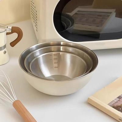 304 Stainless Steel Salad Mixing Bowl Sets Anti-scalding Solid Construction Stainless Steel Bowls Large Capacity With Scale