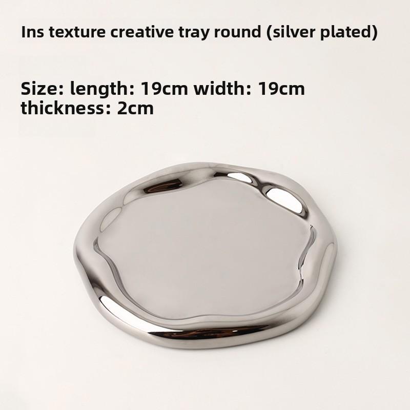 Meier Behanmei Silver Ceramic Tray Jewelry Plate Key Storage Tray Jewelry