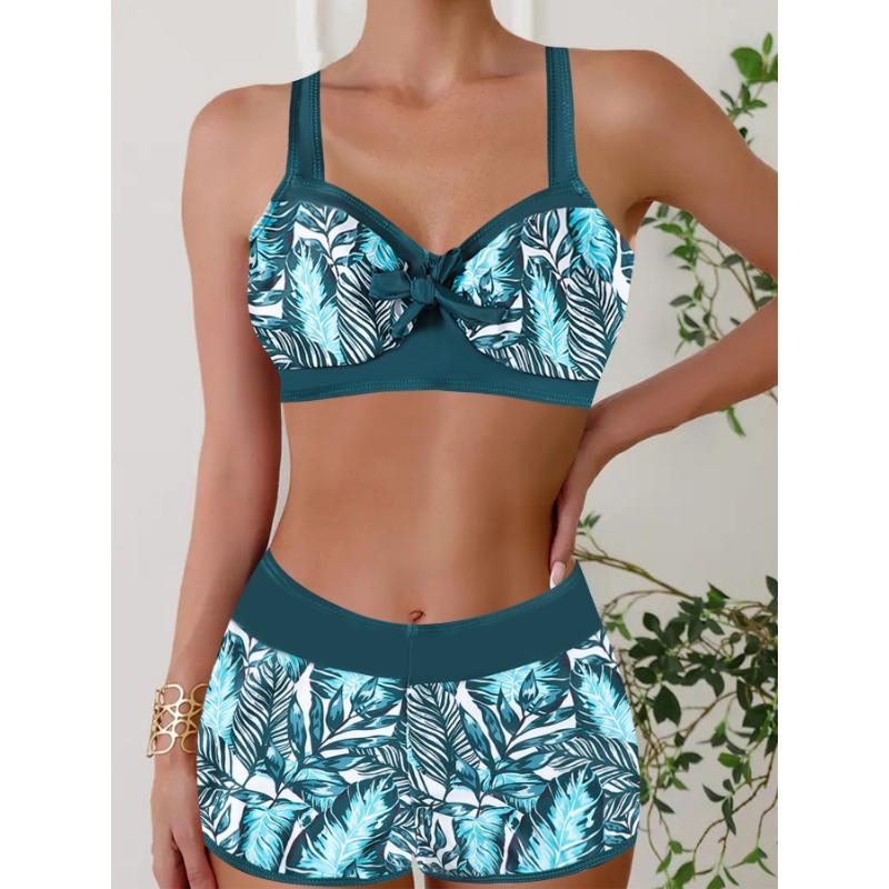 Damen Geometrischer Druck Bikini Einzelteil Bademode