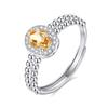 Fashion High Sense Oval Geometric Opening Ring S925 Silver Natural Stone Daily Commuting Simple Light Luxury Ring
