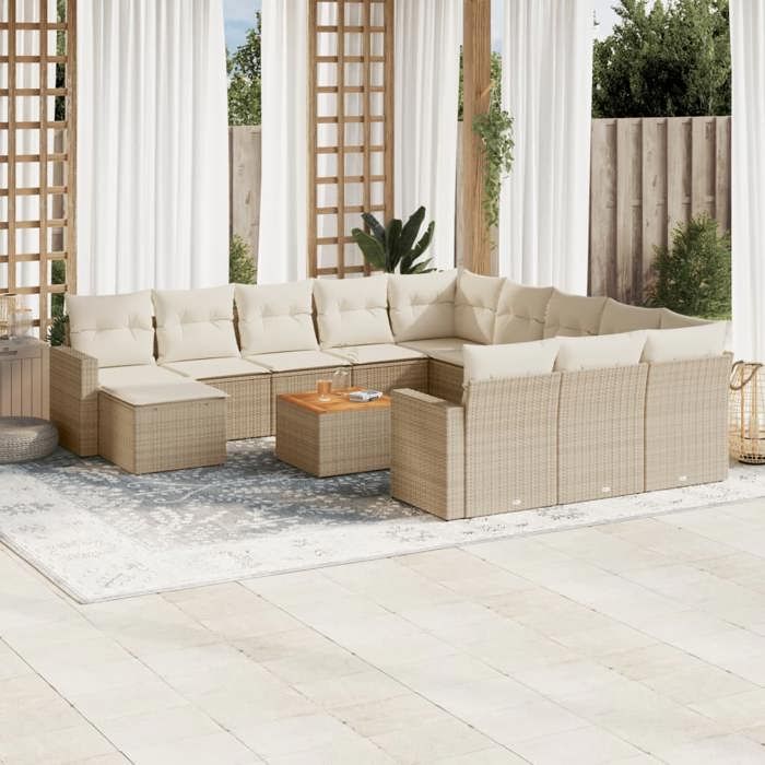 VidaXL Garden Lounge Set with Cushions 13 Pcs, Patio Sofas, Patio Furniture Set, Outdoor Furniture, Beige 3256758