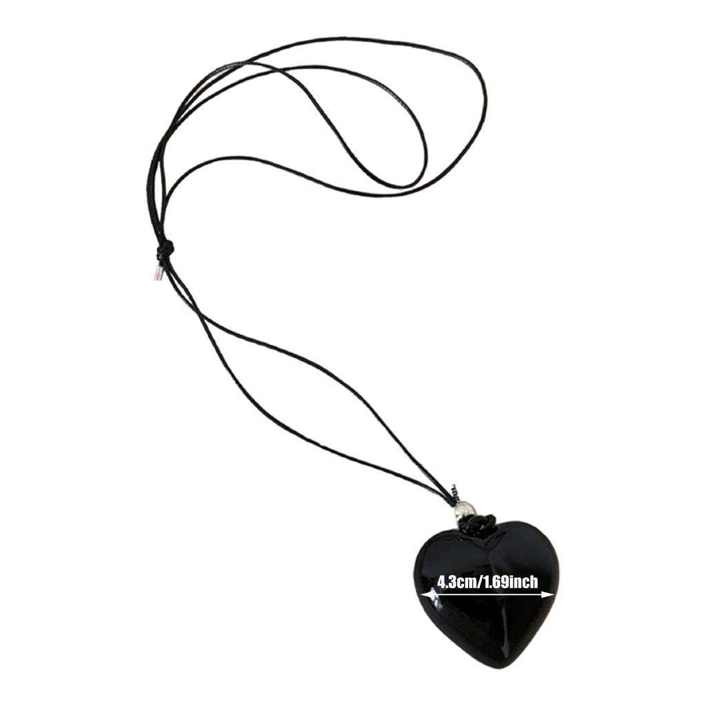 Chunky Swollen Heart Pendant Necklace Birthday Present Large Heart Necklace Charm Stylish Women's Neck Chain Accessory