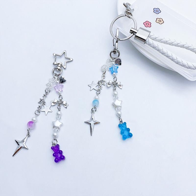 Five-pointed Star Tassels Phone Lanyard Acrylic Bear Pendant Keychain Keyring