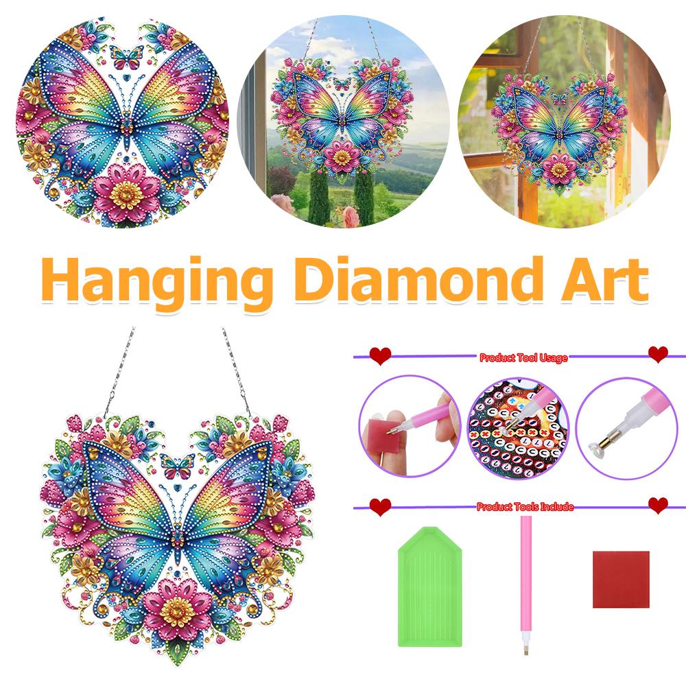 5D Diamond Painting Kit DIY Acrylic Butterfly Crystal Art Full Drill Rhinestone Craft Butterfly Wall Decor Relaxing Handmade