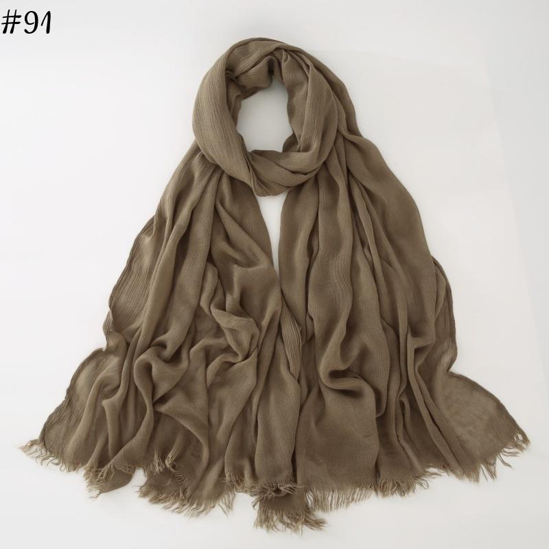 95 Colors Soft Cotton Viscose Scarf Rayon Material Muslim Hijab Mid Eastern Plain Solid Color Headscarf With Tassel