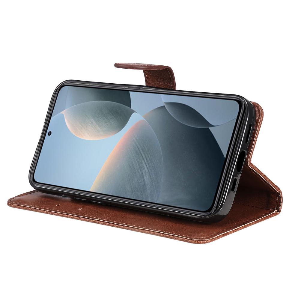 Etui dla Xiaomi 14T Jednokolorowe Skórzane Etui na Telefon Portfel Stojak ze Smyczą