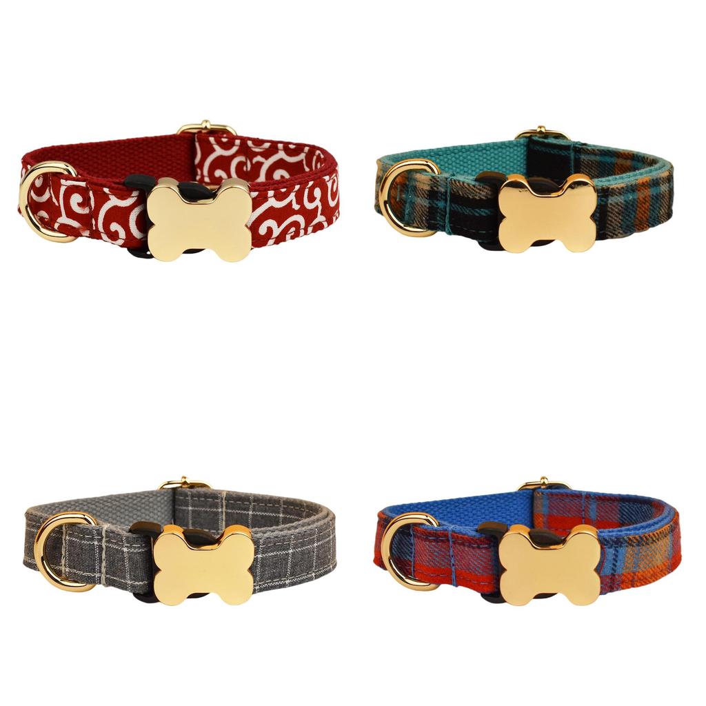 Pet Dog Collar With Printed Design And Bone Decoration For Small Medium Large Pets