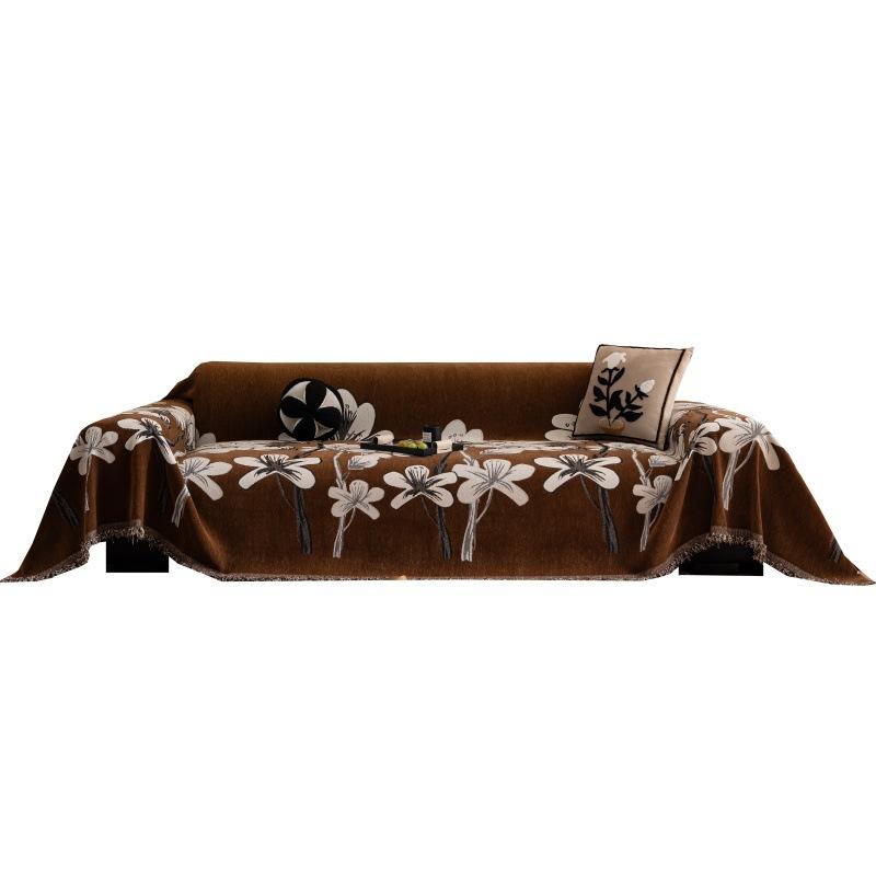 Quasten Chenille Sofabezug Stoff, Sofadecke, Vollbezug, Universelles Sofahandtuch, Staubdichter Sofakissenbezug