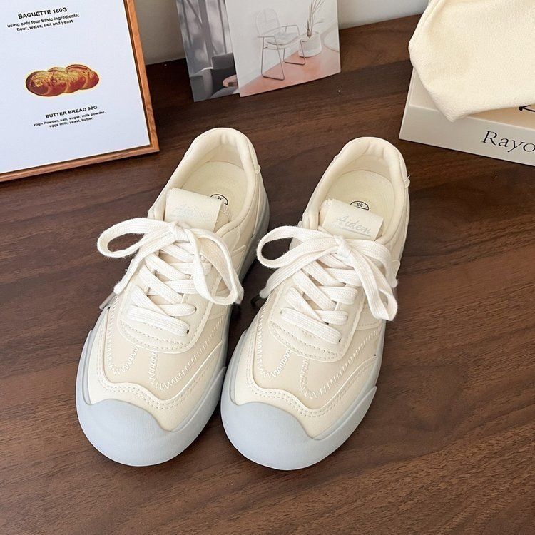 

Dexun shoes women s cream autumn new small design round head ugly cute student casual little white shoes 55