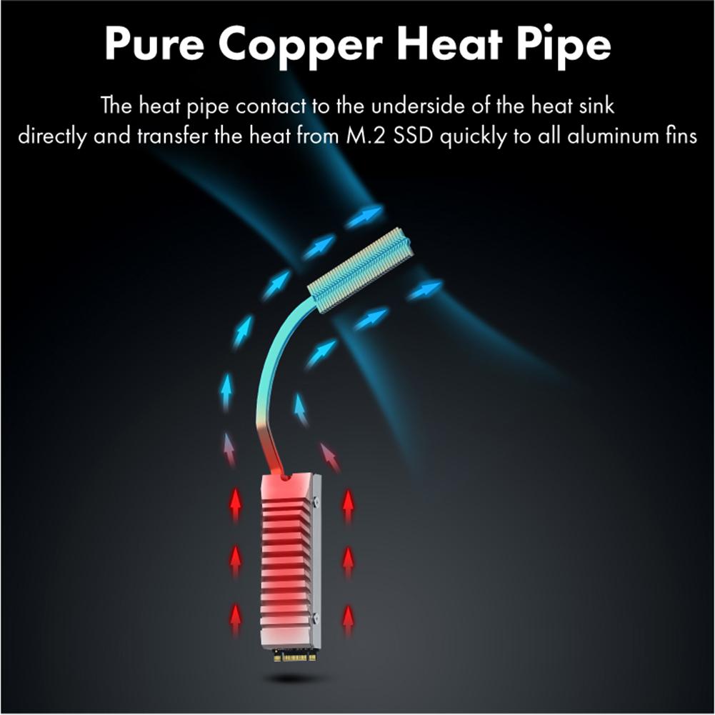 For PS5 SSD Heatsink M.2 NVMe 2280 Heat Sink Extended Copper Pipe SSD Cooler Radiator with Thermal Pad for Sony Playstation 5