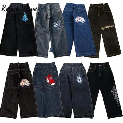 RogueWave Y2K Baggy Jeans Men Vintage Embroidered High Quality Jeans Hip Hop Goth Streetwear Harajuku Men Women Casual Wide Leg Jeans New