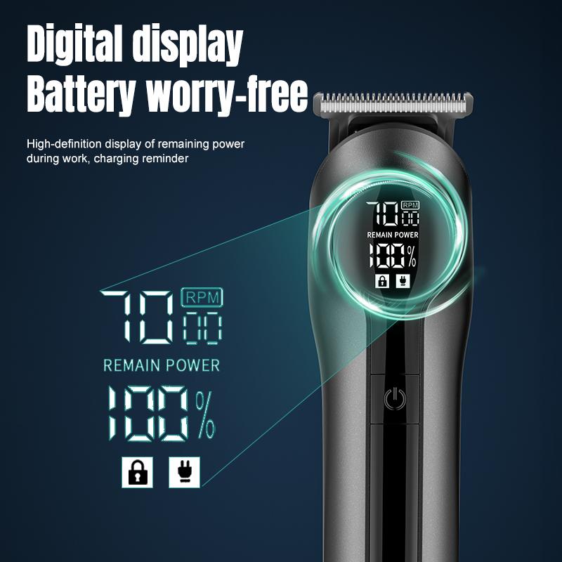 New Electric Hair Clipper Men's 6 in 1 Multifunctional Hair Clipper Digital Display High Power Shaver Nose Hair Remover Set