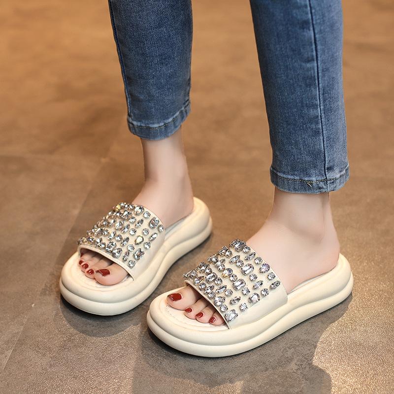 

Модные сандалии на платформе, полушлепанцы, женская летняя обувь, изысканные новые женские шлепанцы на танкетке с пайетками 40
