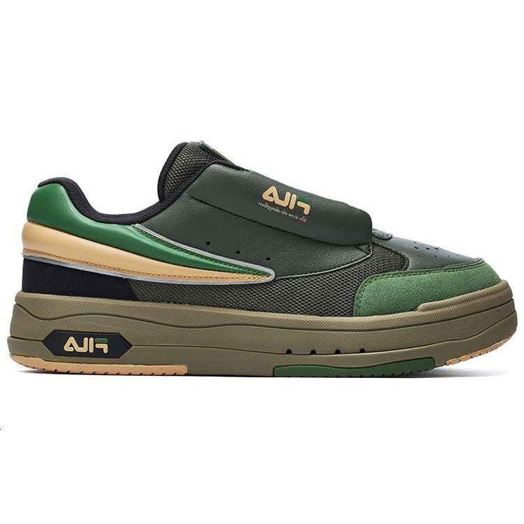 Fila Mix Thyme Thick Sole Wear-Resistant Height-Increasing Low-Top Skate Shoes Men Sneaker Black Green Yellow F12M244201FTM