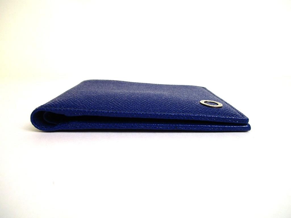 Authentic BVLGARI Blue Leather Bifold Bil Wallet Compact Wallet #b129  Open Box