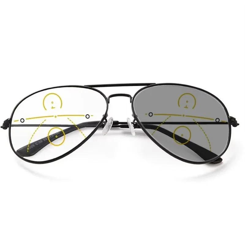 

Крупногабаритные фотохромные прогрессивные очки для чтения Мужские модные очки Мужские меняющие цвет Солнцезащитные очки Водительские диоптрийные очки +300 чёрный