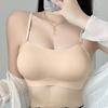 4cm Thick Push Out Solid Color Bandeau Bra, Summer One-Piece Seamless Versatile Teen Girls Strapless Bra