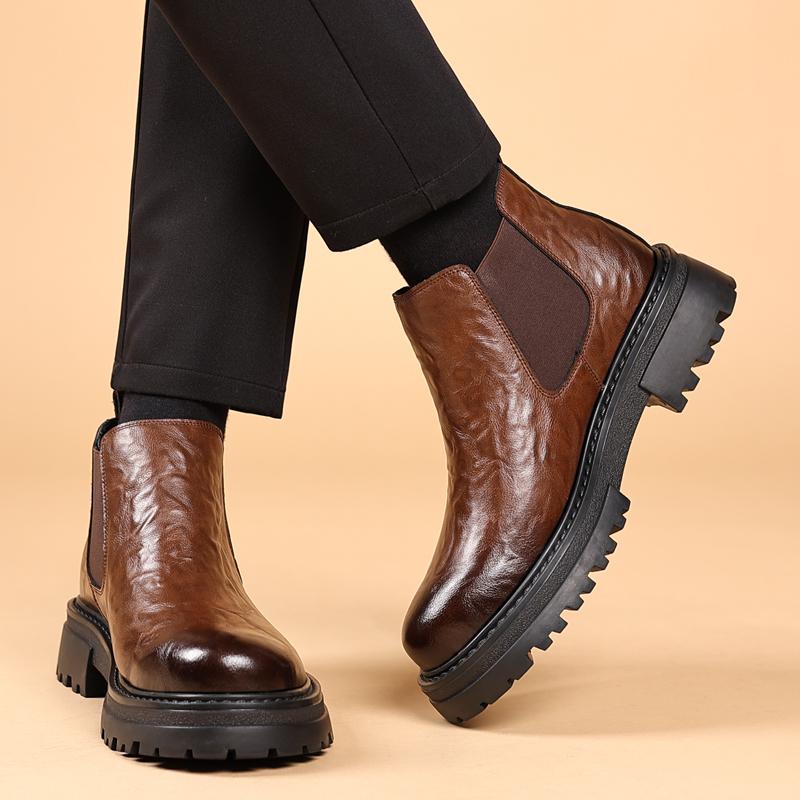 Fashion Casual men's boots Comfortable minimalist British style Work and Leisure Business Adult classic thick soled shoes Black New