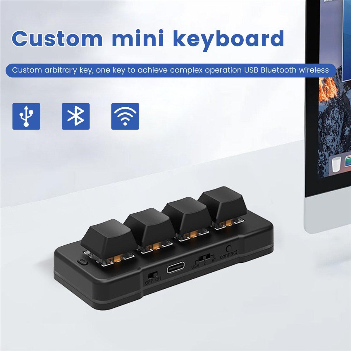 

MK424BT 4-Key Mini Customized Keyboard with Mechanical Blue Switch Bluetooth+Usb Connection for Office Game Multimedia A China Mainland