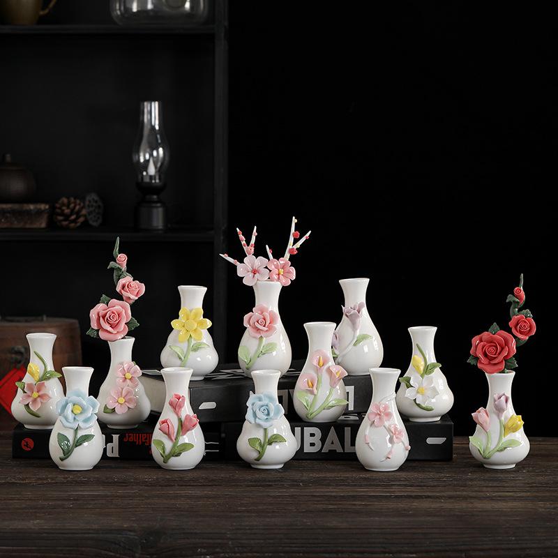Mini Ceramic Vase for Flowers - Perfect for Home or Office Decor, Holds Dried or Hydroponic Plants