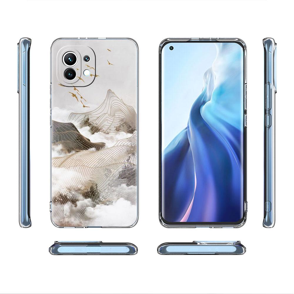 Clear Case For Xiaomi Mi Poco X3 NFC M3 Pro F3 F1 11 Lite 12 Note 10 11T 9T Transparent Phone Cover Mountain Painting