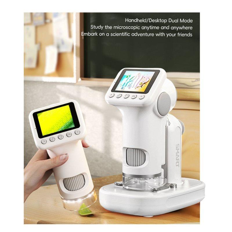 ABKP-Mini Portable 1600X Handheld Microscope 2-Inch Screen Children' S Magnifier Lens Electron Microscope Supports Photo Storage