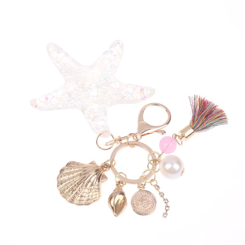 Women Pearl Starfish Accessories Key Ring Starfish Keychain Keychain Bag Pendant Decor Gifts