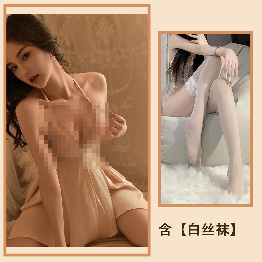 Sex Spodní prádlo Nabírané Motýlek Noční košilka Lolita Domácí oblečení Saténové Sexy Čisté Pyžamo Plus Set s hrudní vložkou