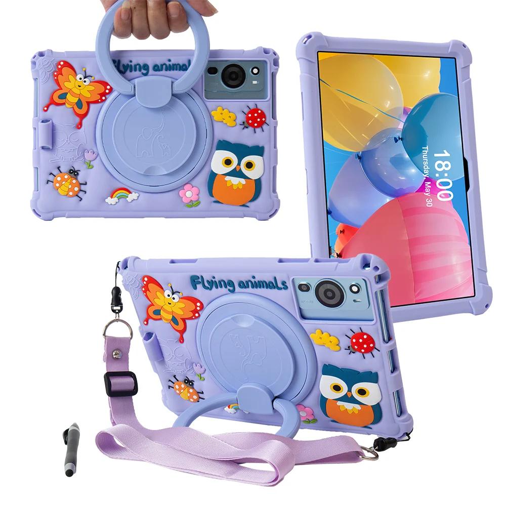 Housse de Tablette Dessin Animé Pour Teclast M50 Mini 8.7 T50HD T50 HD 11 M40 SE Plus P20 HD P30 M40Plus Étui Coque Silicone à Support Rotatif pour Enfants Teclast P20 violet