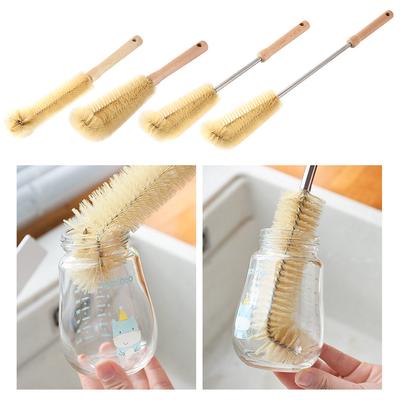 Cup Brush Long Wooden Handle Bottle Brush Nylon Cleaning Brushes Infant Feeding Bottles Cleaner Kitchen Artifact Cleaning Tools