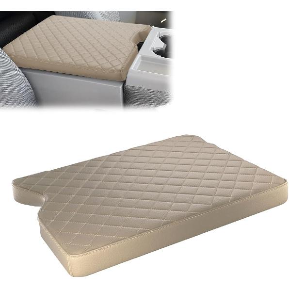

1 PC Car Armrest Protection Pad, 15.3 x 12.6 x 2.6 Jumping Chair Checkered Leather Center Console Cover, Scratch-Resistant Elastic Band Edge, for 1 PC бежевый