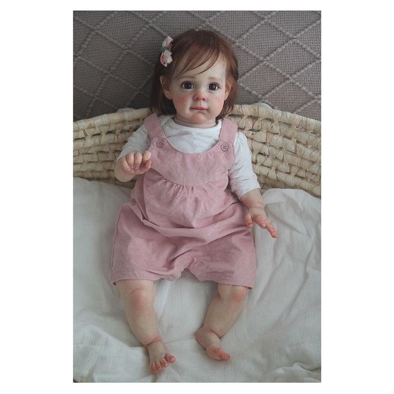 55CM Realistyczna Lalka Reborn Dziewczynka Ręcznie Ukorzenione Włosy i 3D Ręcznie Malowany Odcień Skóry Realistyczna Kolekcjonerska Lalka Winylowa na Prezent