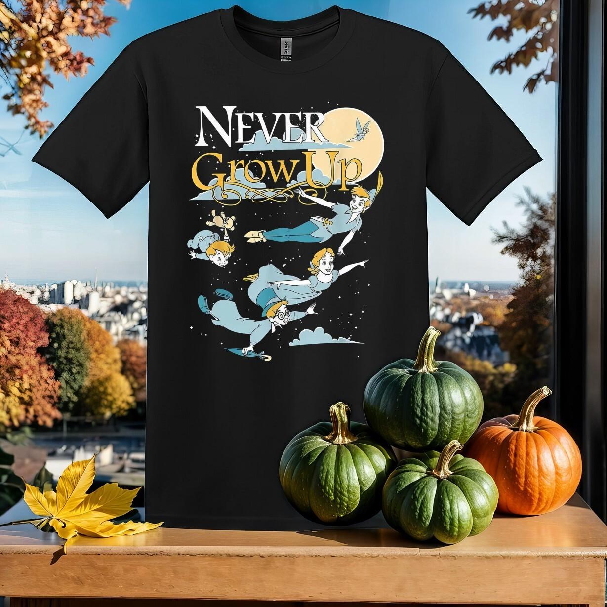Never Grow Up Peter Pan Shirt T-shirt T shirt Men Women Unisex Tshirt SY546 M
