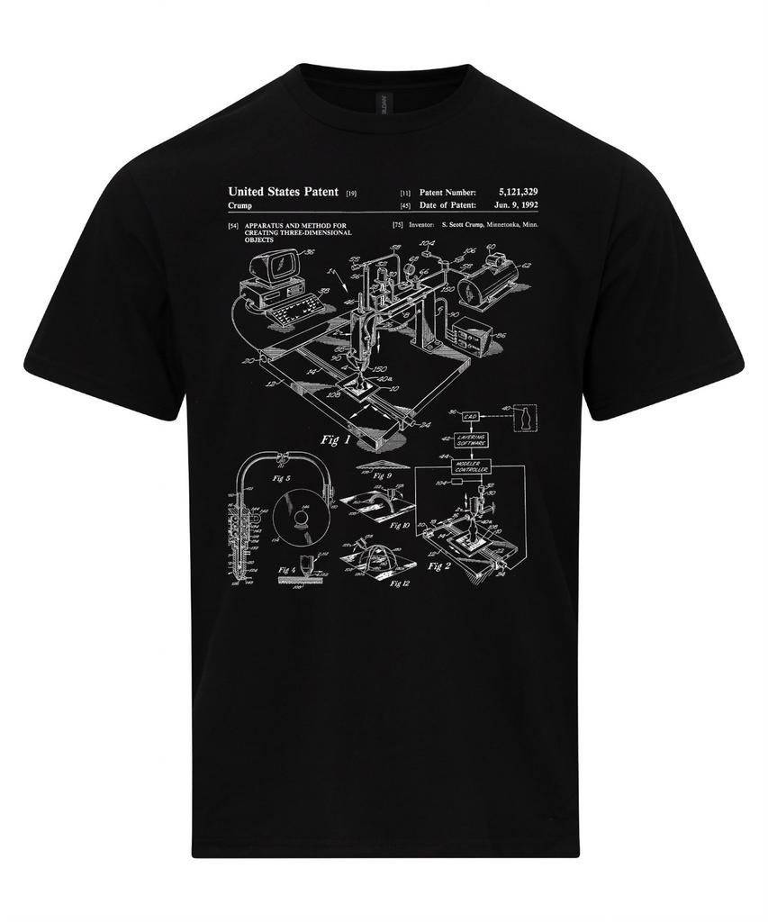 3d Printer Patent T-Shirt, Technical Drawing CAD Shirt