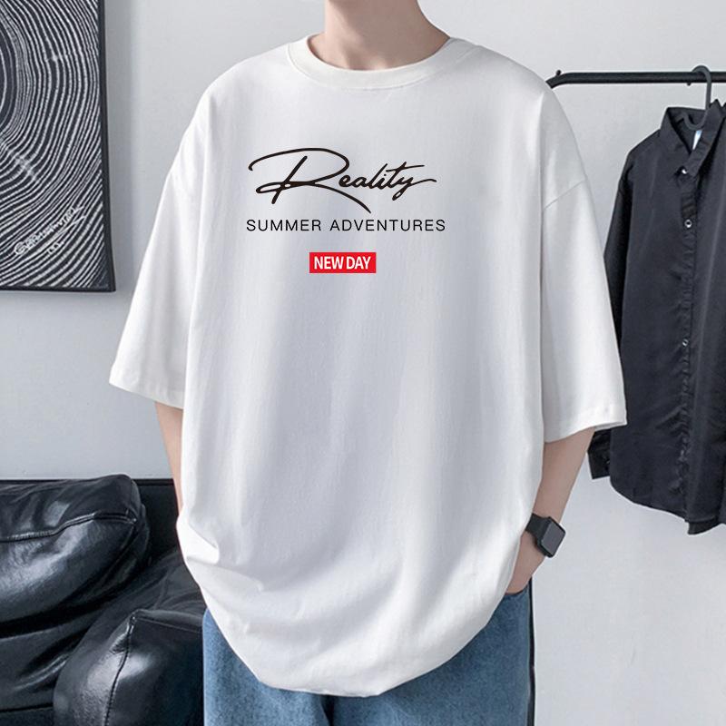 

Мужская хлопковая футболка свободного кроя, дизайн со спущенным плечом, хип-хоп, мода Instagram XXXL белый