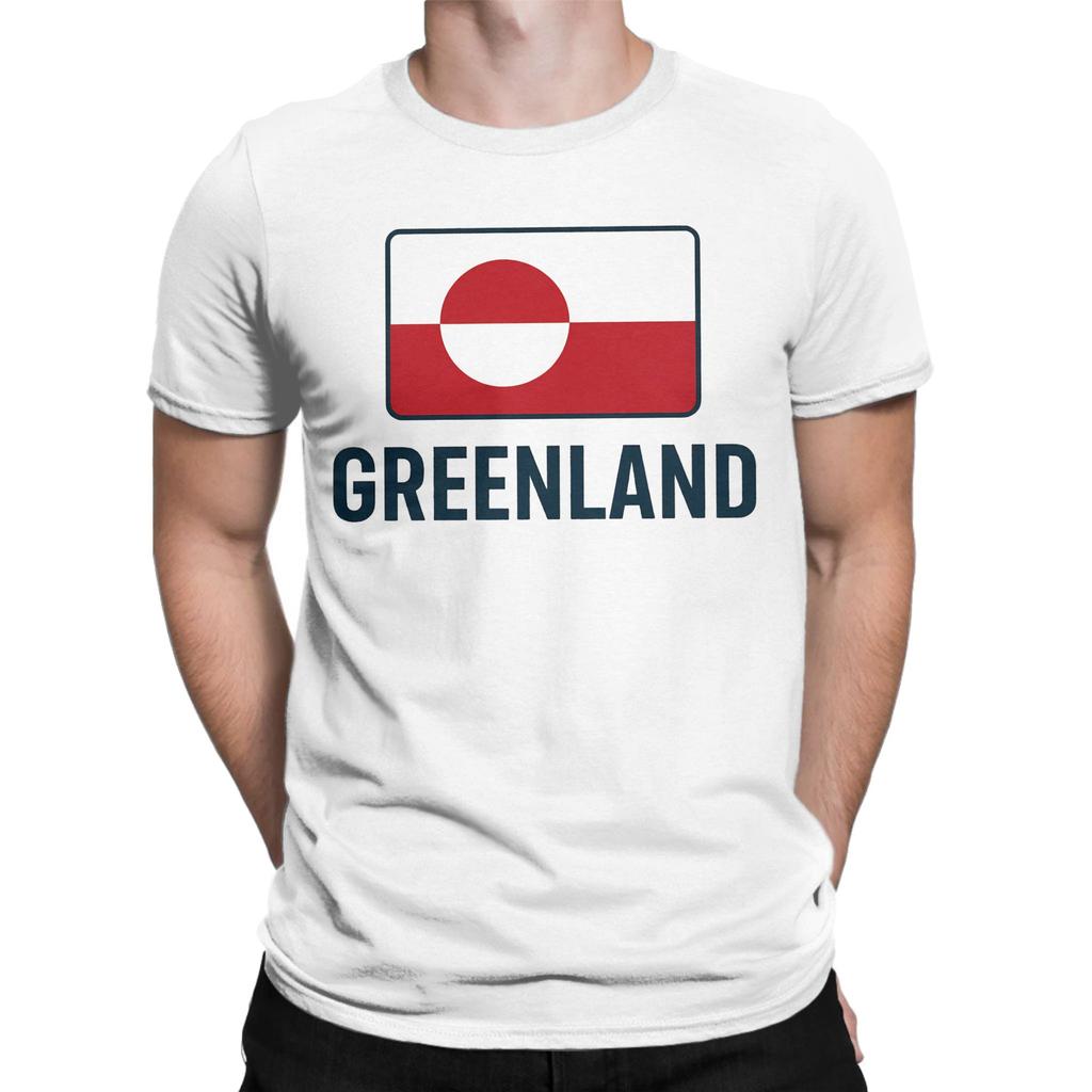 Greenland Flag T Shirt for Men Pure Cotton Funny TShirts Crew Neck Tee Shirt Short Sleeve Clothes Graphic