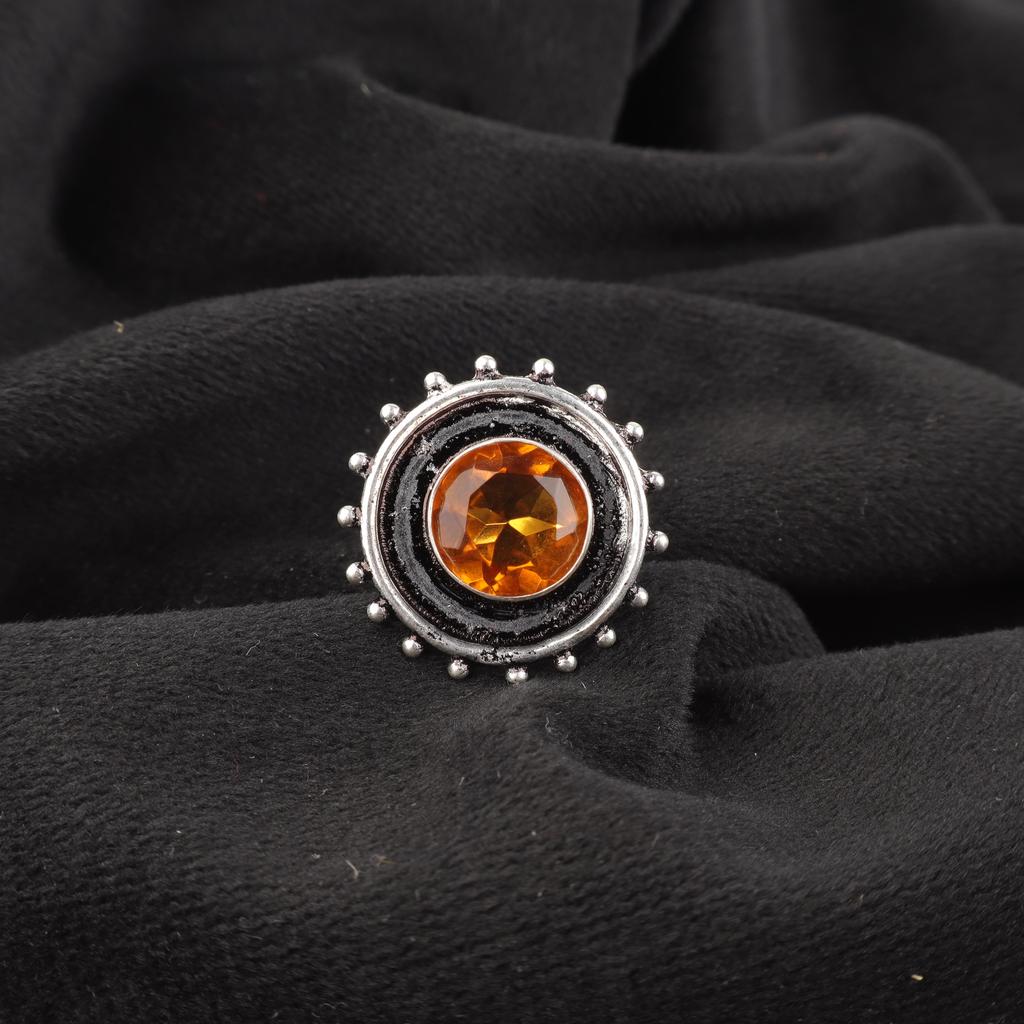 Citrine Gemstone Jewelry 925 Sterling Silver Ring, Handmade Designer Jewelry Ring, Gift For Mom