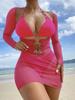 Cikini-Three-Piece Split Bikinis Set for Women, Sexy Swimsuit, Beach Swimwear, Bathing Suit, Summer
