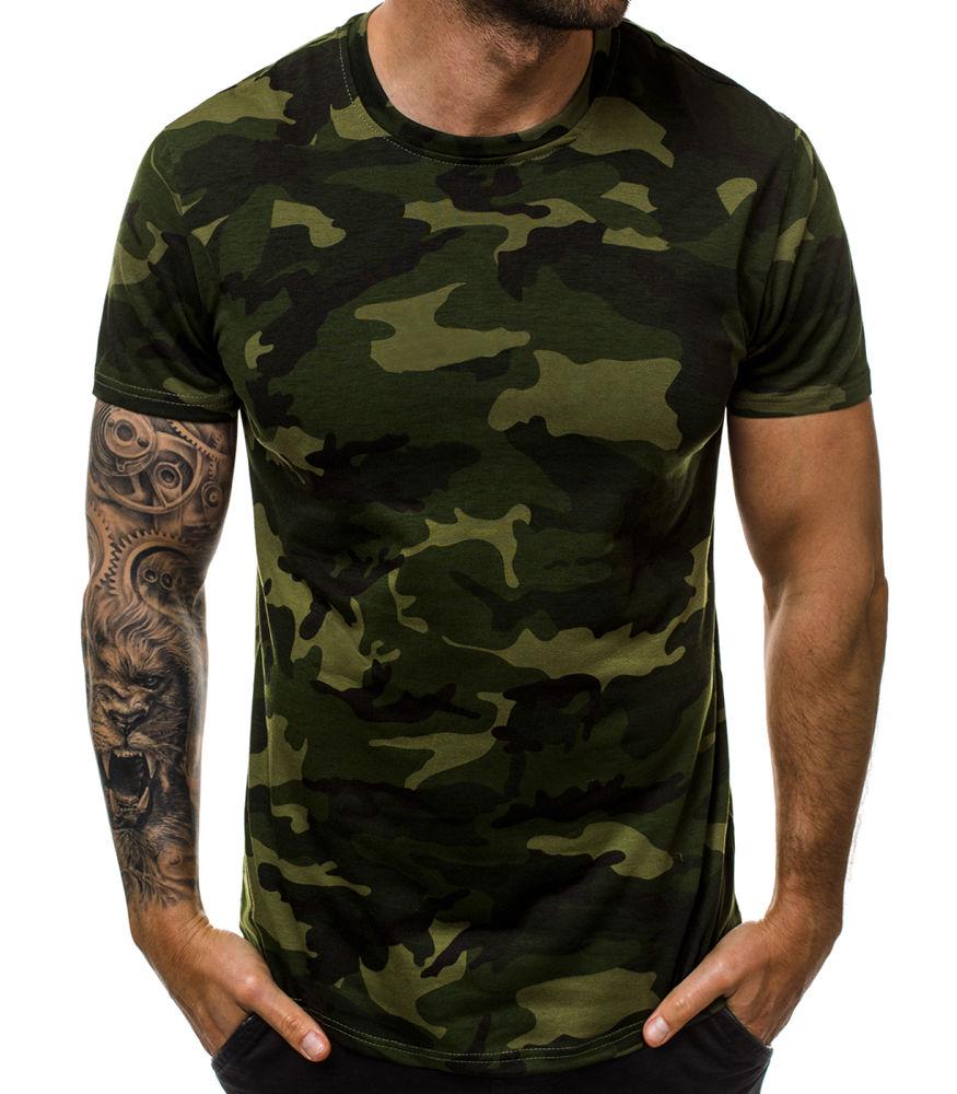 T-shirt Militaire Pour Homme - T-shirt Camouflage - Manches Courtes - Col Rond - Chemise D'été Légère - Coupe Droite - Respirant - Décontracté - Haut Décontracté - Course - T-shirt De Gym - Grandes