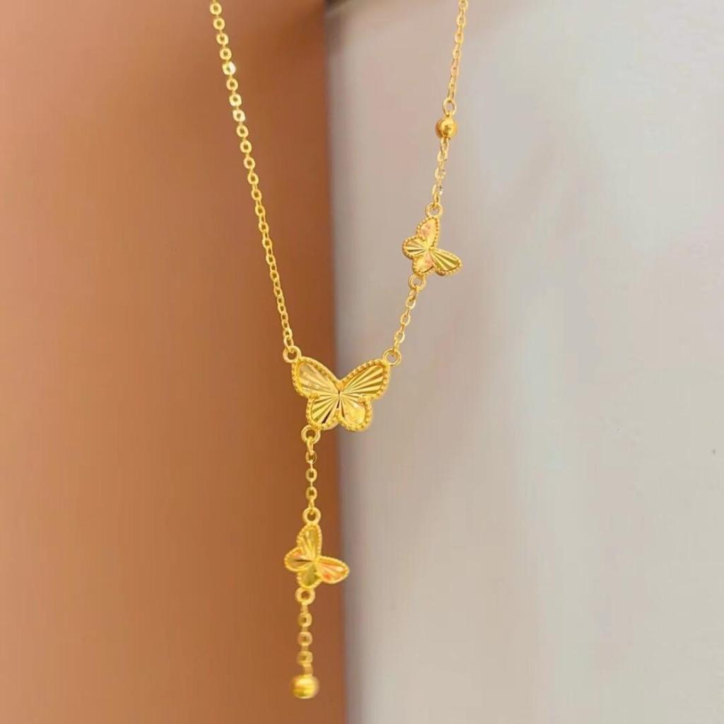 Gold-Plated Butterfly Necklace - Women's Luxury Clavicle Chain Jewelry