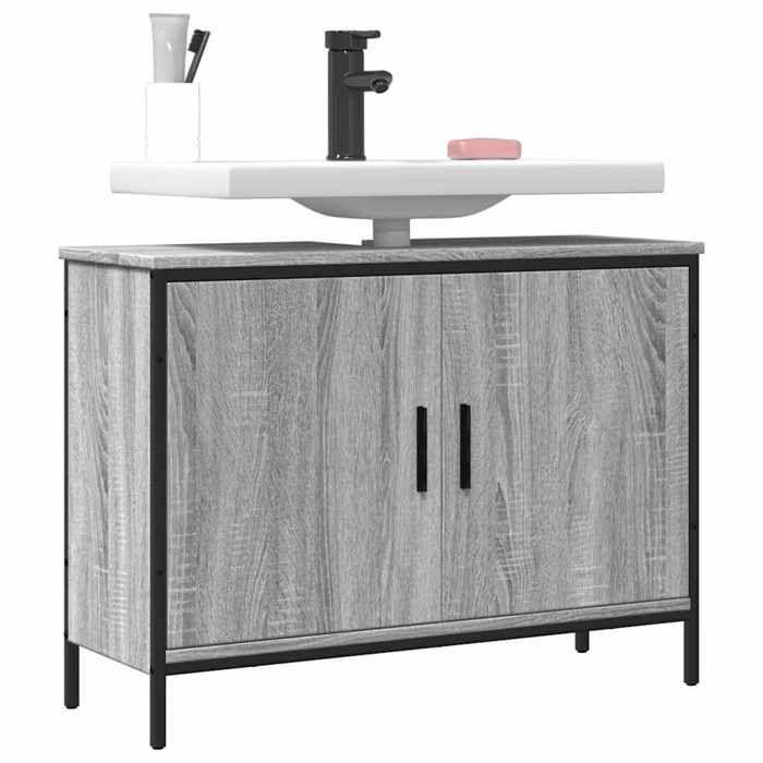 VidaXL Bathroom Sink Cabinet, Vanity Unit with Storage, Toilet Under-Sink Cabinet, Modern, Sonoma Grey 842454
