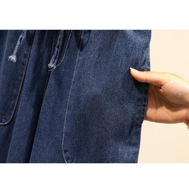 Frühling Herbst Jeans für Damen High Waist Weites Bein Hosen Damen Locker Jeans Elastischer Bund Denim Hosen Blau