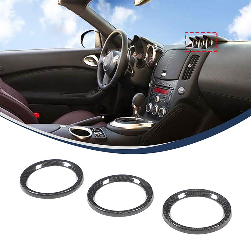 Real Carbon Fiber Central Control trument Panel Clock Decoration Ring Suitable for Nissan 370Z Z34 2009-