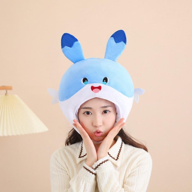 

Милая шапка-капюшон ледяного дракона, плюшевый капюшон, реквизит для фото, мультяшный капюшон, реквизит для выступлений 43*42CM0.2kg