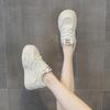 Board Shoes Summer New Small Muffin Thick Bottom Mesh Leather Hollow
