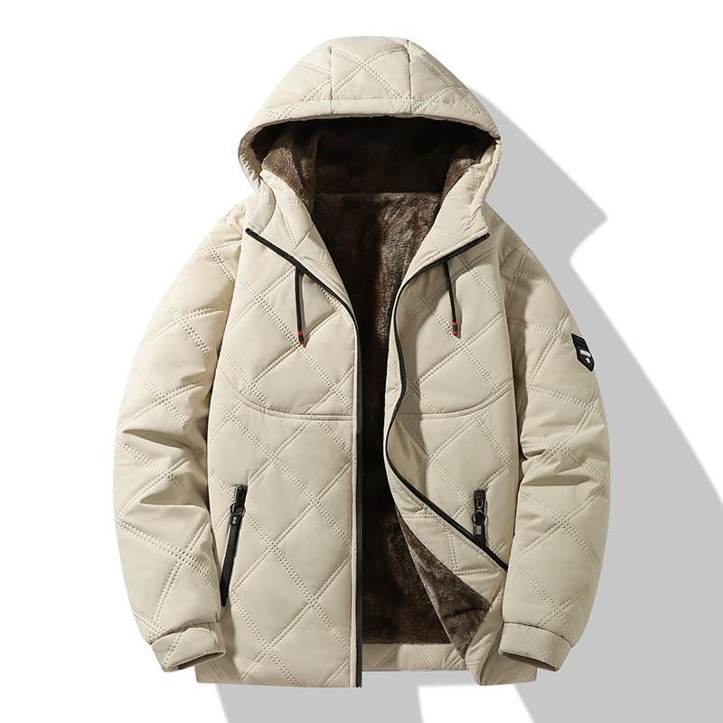 Mens Mid-length Hooded Cotton Coat Warm Thick Winter Casual Loose Fit Jacket