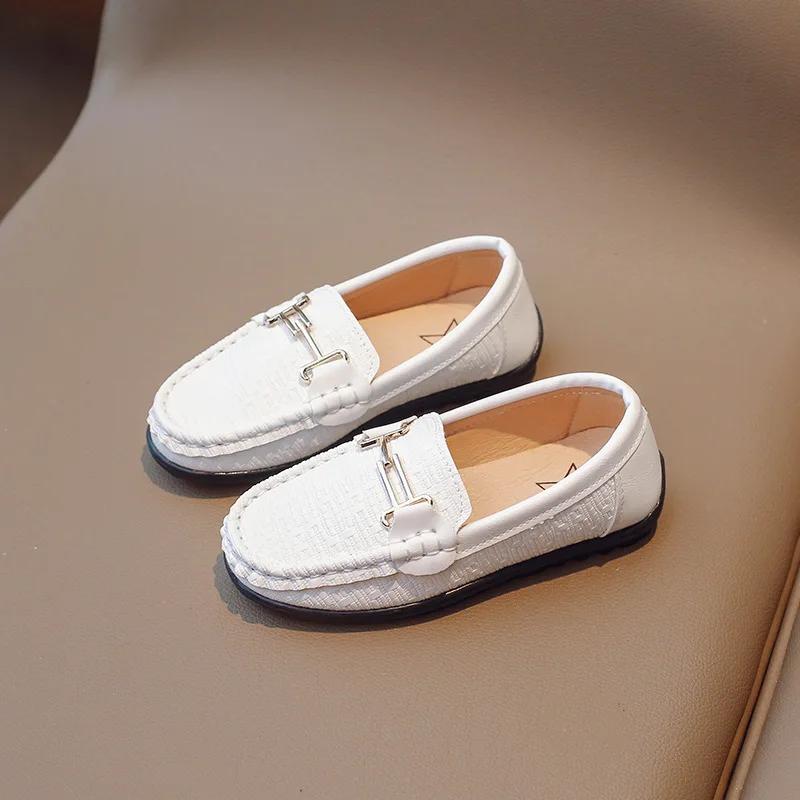 CN 26-35 Boys Casual Shoes 2024 Spring Autumn Kids Slip-on Shoes Boys Loafers Fashion Design Soft PU Leather Shoes For Boy