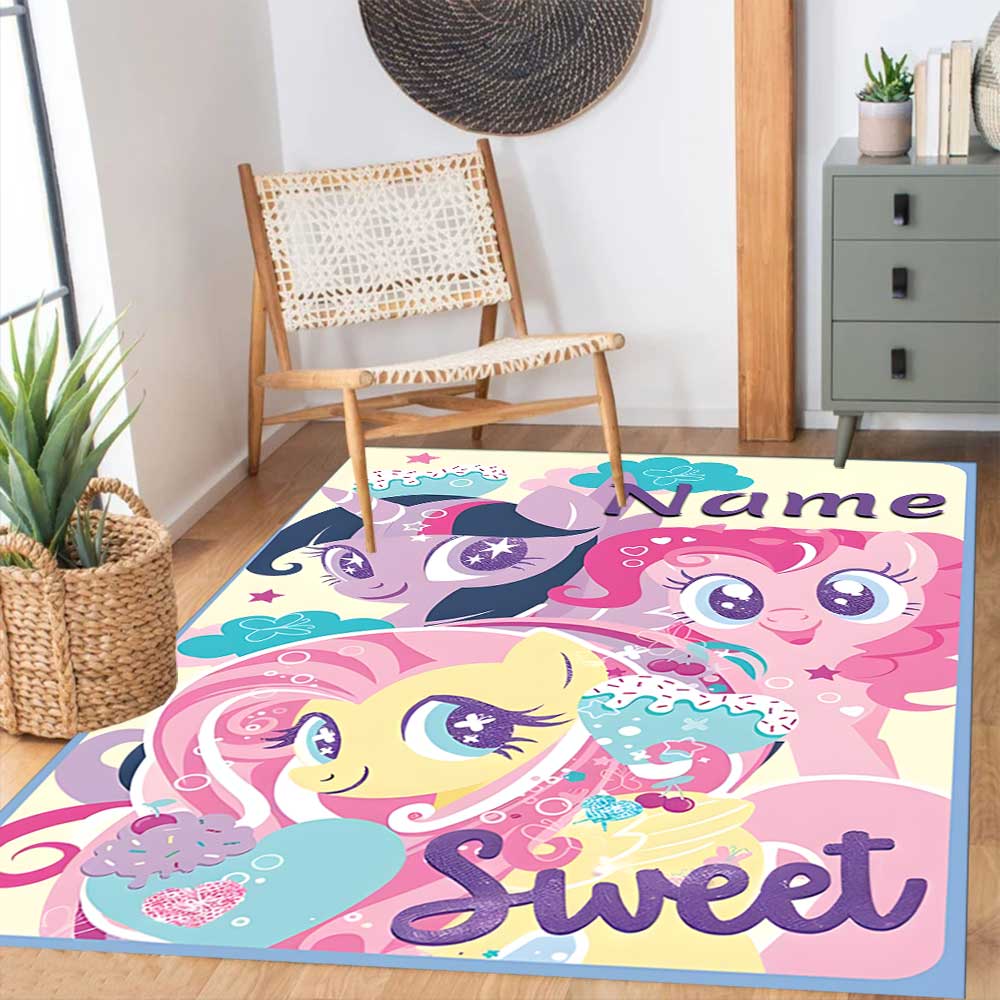 Little Pony (8) Customize your name rug, office chair cushion, home bedroom living room gift.
