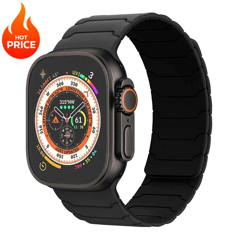 Magnetic Silicone Strap For Apple Watch Ultra 3 2 49mm Band 45mm 44mm 41mm 40mm 38 Bracelet Iwatch Series 11 10 42 46mm 987654SE